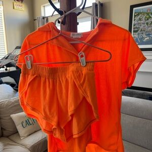 Orange Lovers and Friends Women's Top and Shorts Set